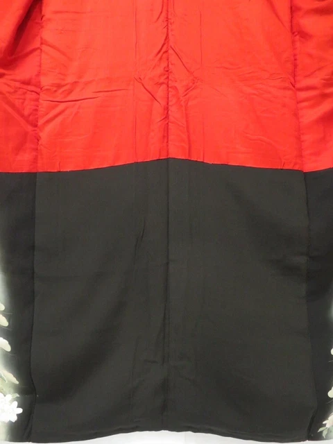 1702T04z800 Antique Japanese Kimono Silk TOMESODE Scenery Black 10