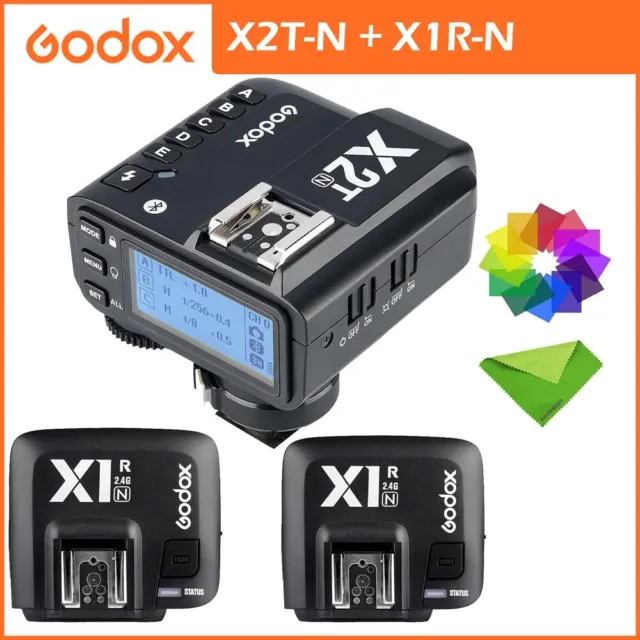 Transmisor disparador de flash inalámbrico GODOX X2T-N + receptor X1R-N para cámara Nikon
