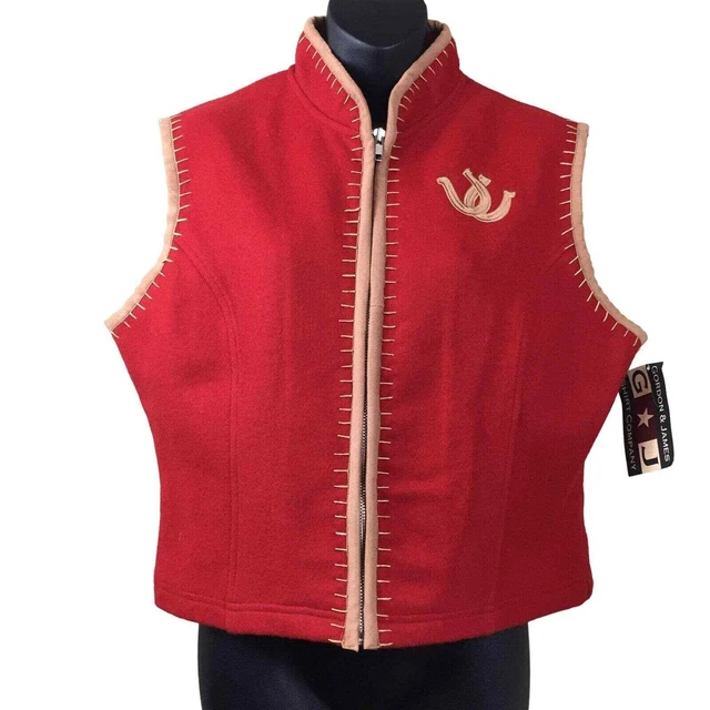 Gordon & James Womens L Wool Blend Horse Show Vest Reining Rodeo Western NEW