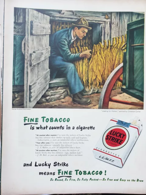 LOT OF 2 Vintage 1947 Lucky Strike Cigarettes Print Ads Ephemera Wall ...