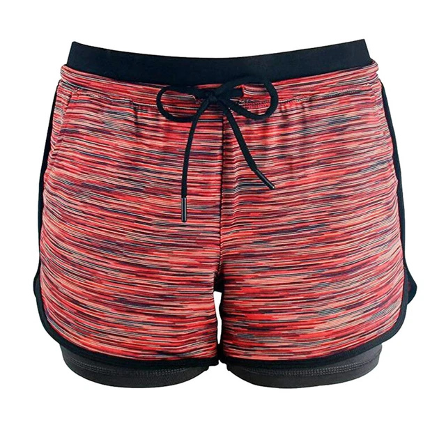 Pantaloncini sportivi donna doppio strato palestra allenamento yoga corsa pantaloni corti fitness
