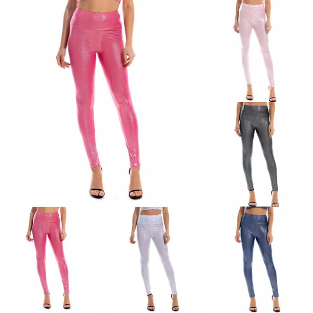 leggings clubwear pour femmes taille haute paillettes brillantes coupe mince pan