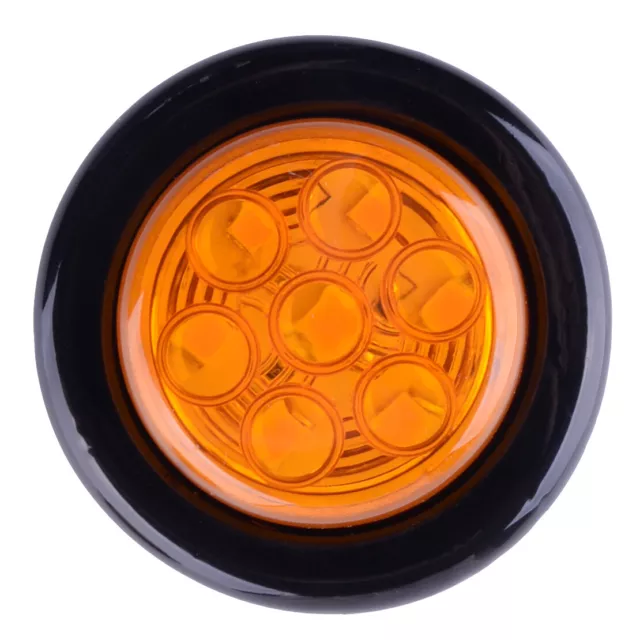 4pc 2" 12V Car Trailer RV LED Round Side Marker Clearance Light Lamp Amber Red O 3