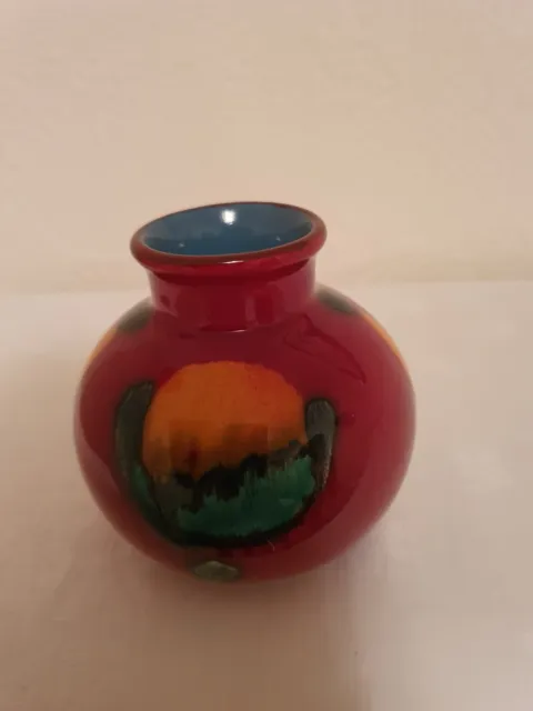 Poole Pottery Living Glaze Volcano Small Vase With Blue Inside Glazing