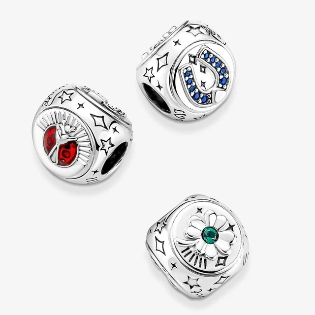 Authentic Pandora Clover, Horseshoe & Ladybird Three-sided 790100C01 Charm