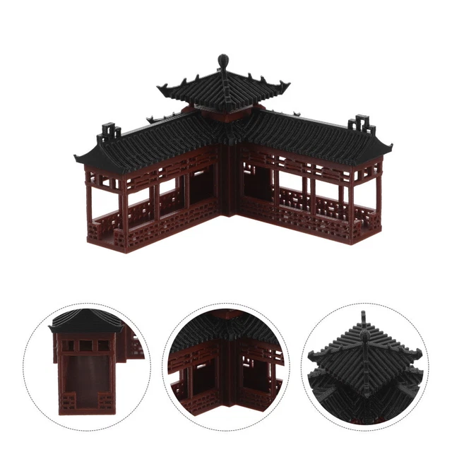 2 Figurines Miniatures Pagode Hexagonale - Décoration Zen Jardin, Maison De Poupée - Taille Env. 3.2x10.4 Cm Et 4x7.5 Cm - Grès