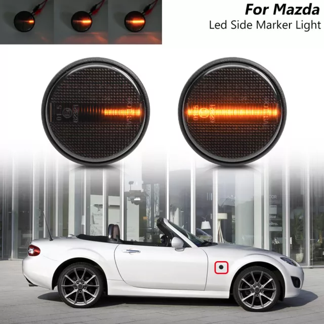 2x  LED Gelb Schwarze Seitenblinker Für 1989-2015 Mazda MX-5 NA NB NC