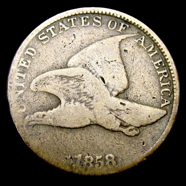 1858 Flying Eagle Cent Penny ---- Nice Details Damages Coin ---- #UU077