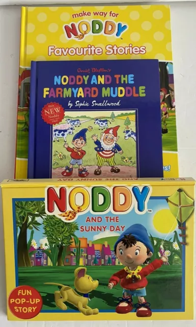 Bundle Noddy x 3 Hardback Enid Blyton Books Sunny Day Pop Up, Farmyard & Stories