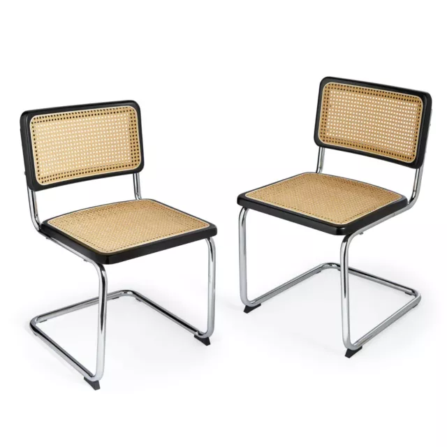 Dining Chairs Set of 2 | Rattan Cantilever Mid Century Style | Spinningfield