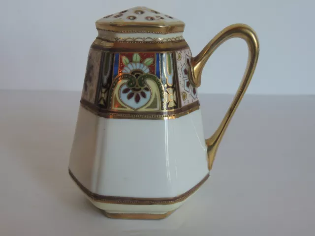 Art Deco Hand Painted RC Nippon Asian Muffineer Sugar Shaker Ornate Gold Beaded