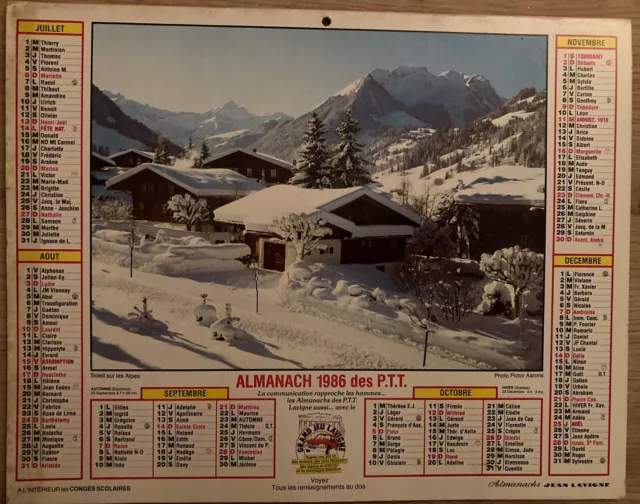 Almanach des PTT - Calendrier - 1986 Montagne idée cadeau année naissance - S