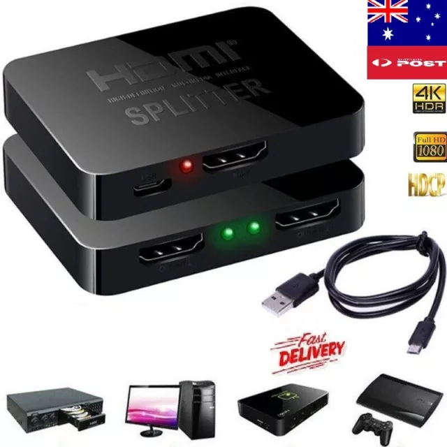 HDMI Splitter 1 In 2 Out Video Duplicator 4K Full HD 3D Amplifier Foxtel DVD