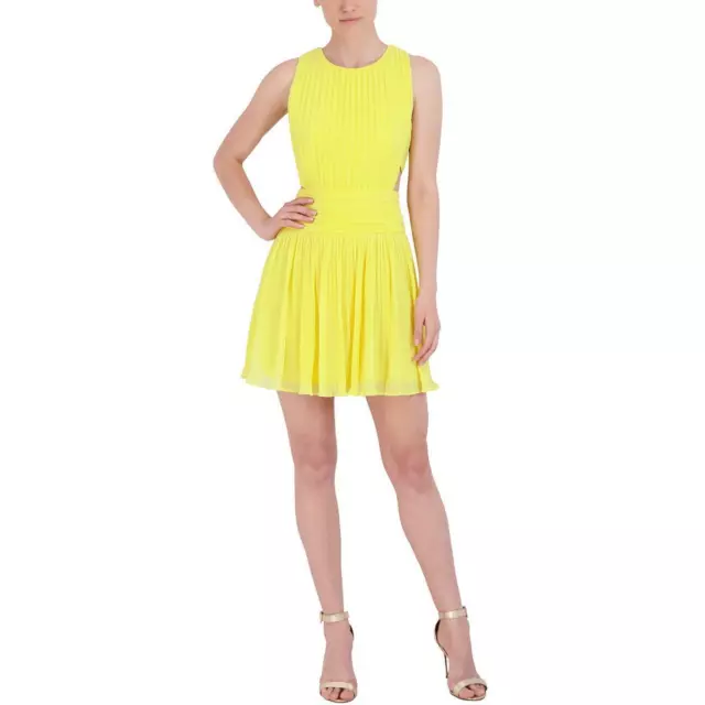 BCBGMAXAZRIA Womens Open Back Mini Pleated Cocktail And Party Dress BHFO 1373