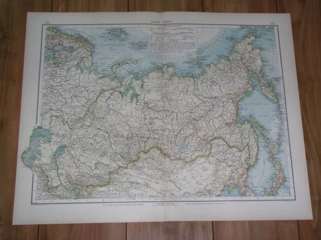 1899 Original Antique Map Of Siberia / Russia Kazakhstan Mongolia China Japan