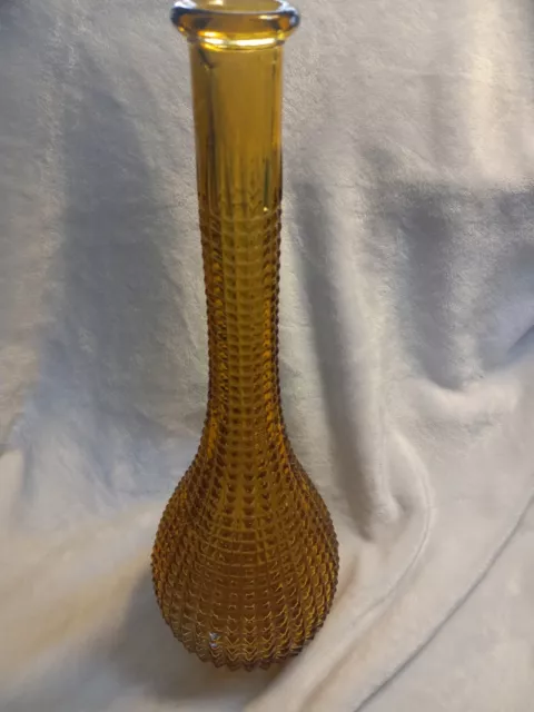 Decantador de botellas vintage Empoli vidrio ámbar corte diamante genio 15 1/2 pulgadas de alto