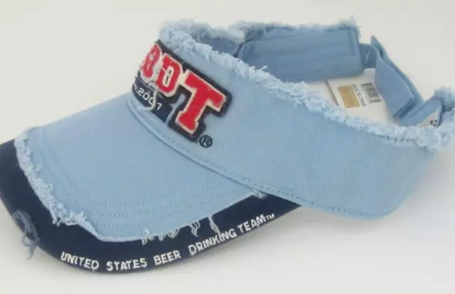 Visor  Usbdt  'Us Beer Drinking Team' - Aqua Blue - Factory Distressed New Rare!