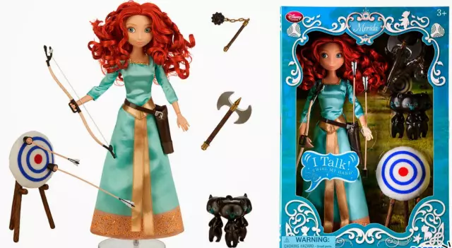 Disney Brave Deluxe Talking Merida Doll with Bow and Arrow and Bear 2014- New
