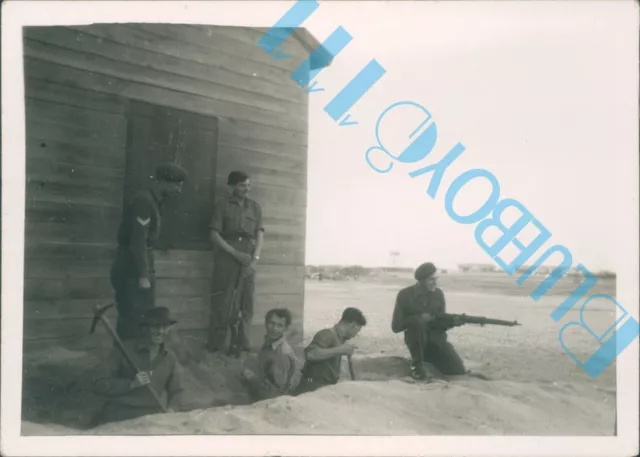 Post WW2 Soldiers At Camp Digging Defences For guard duty 3.5 x 2.5 inches