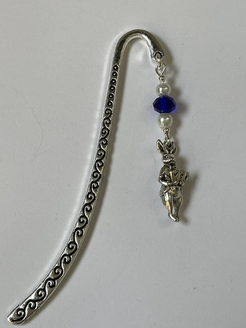ALICE IN WONDERLAND WHITE RABBIT BOOKMARK with Tibetan Silver Charm. in gift bag