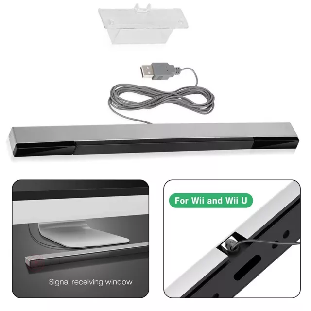 USB Wired Infrared Ray IR Sensor Bar For N S Wii / Wii U / PC + Stand 2