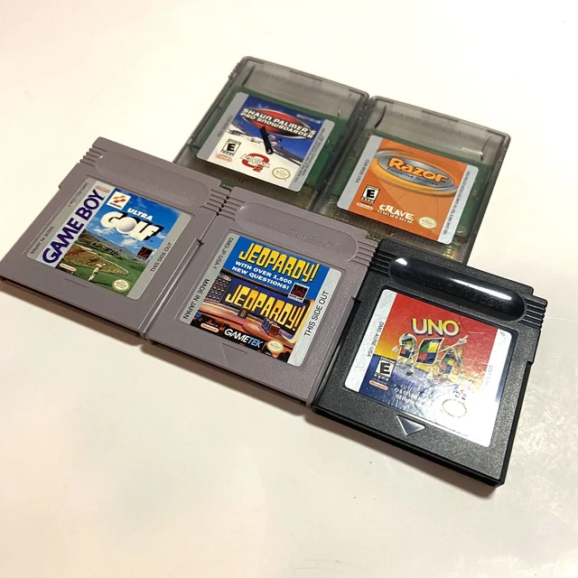 Lot of 5 Vintage GAMEBOY & GB COLOR Games - Ultra Golf Uno Jeopardy Razor Lot of 5 Vintage GAMEBOY & GB COLOR Games - Ultra Golf Uno Jeopardy Razor