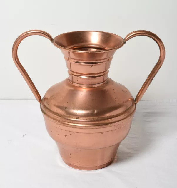 Ancienne Cruche Vase Jarre  avec Anses en cuivre Poinçonnée  Cellier Villedieu