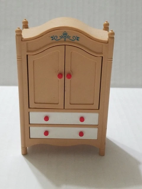 Vtg Tomy Dollhouse WARDROBE Closet Dresser Drawers Armoire Smaller Homes