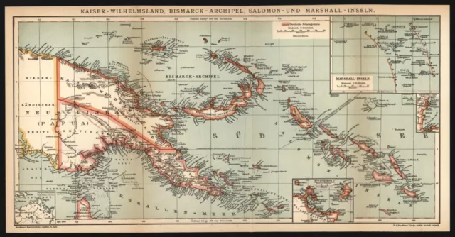 Landkarte anno 1904 - Schutzgebiet Deutsch-Neuguinea Marshall Bismarck-Archipel