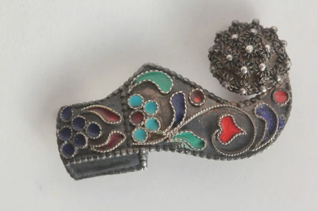 Broche Ancienne – Émaux Cloisonnés – Bijou Vintage – Modèle Unique