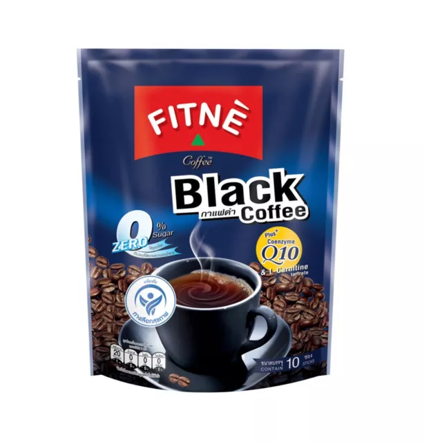 FITNE' Black Coffee formula mixed with Coenzyme Q10 instant powder 10 packets