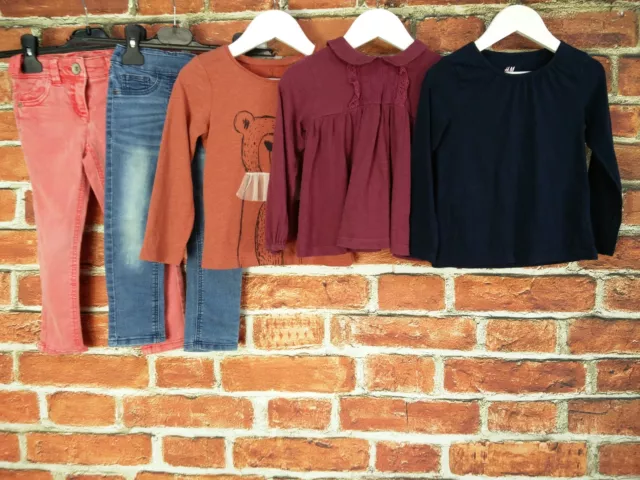 Girls Bundle Aged 2-3 Years Next H&M Long T-Shirt Jeans Set Tutu Teddy Bear 98Cm