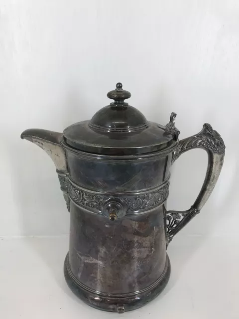 VTG Large Meriden B. Company Silver-Plated Enamel Lined Water Pitcher Tea Kettle