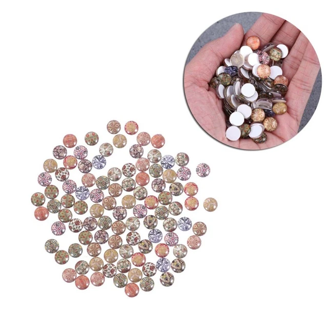 100 Pcs Glas Mosaik Glasfliesen Alte Cabochons Kristall-Edelsteinperlen Runden