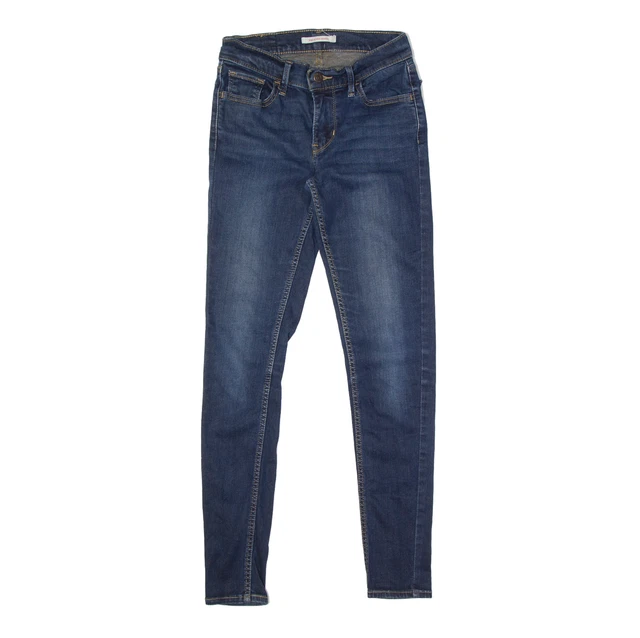 Jeans LEVI'S 710 blu denim sottili pietra skinny lavati da donna W26 L28
