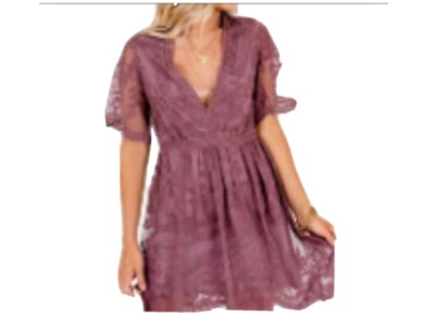 Mauve Lace Boho Dress Women's Medium Haute Monde Light My Fire Dress