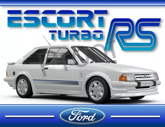  FORD ESCORT RS TURBO  #s1034 SIGN 8 x 6" GARAGE ALUMINIUM METAL CAR VINTAGE