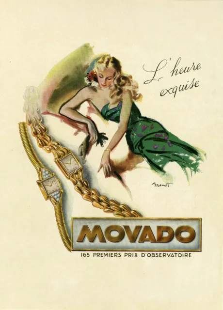 "MOVADO" Annonce originale entoilée FRANCE-ILLUSTRATION 1948 par BRENOT  30x41cm
