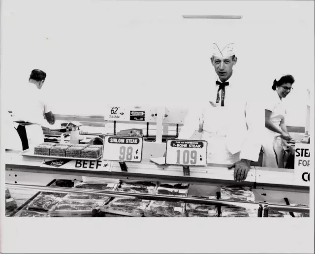 Vintage Grocery Store Interior Deli Meat Counter Workers Photo B CL1