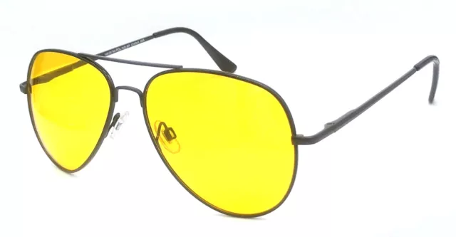 GLARE-X Night Driving Glasses Metal Aviator Polarized Yellow Lens Reduces Glare