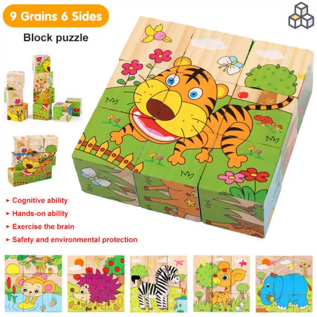 Toddler Puzzles Child 6 Animal Shape Wooden Toys Baby for 1 2 3 Year Old AU