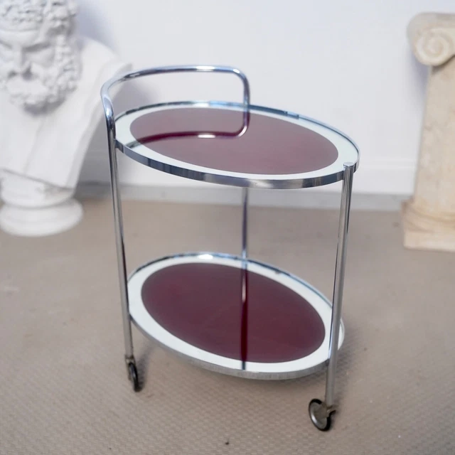 Azafata de bebidas de vidrio cromado carro italiano vintage