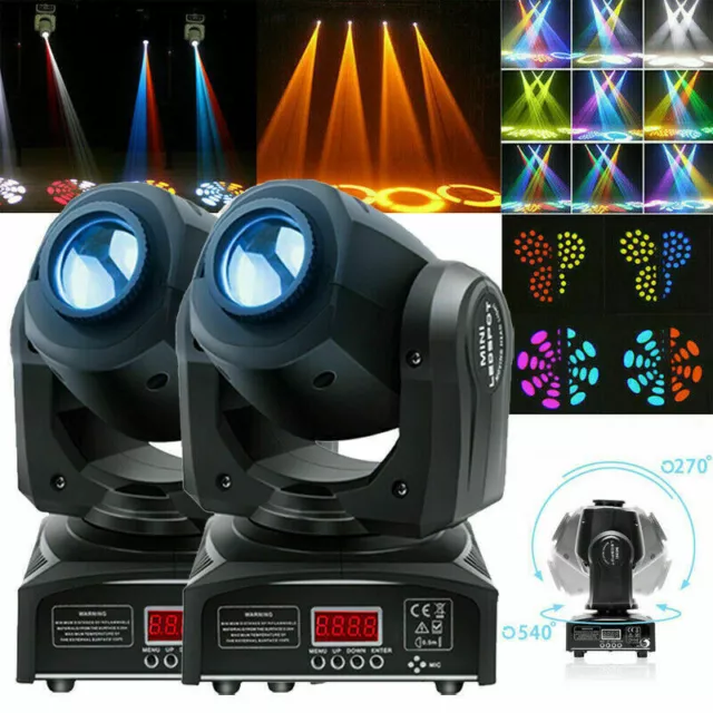 2stk 80W LED DMX Bühnenlicht 8 GOBO RGBW Moving Head Party Disco Lichteffekt EU