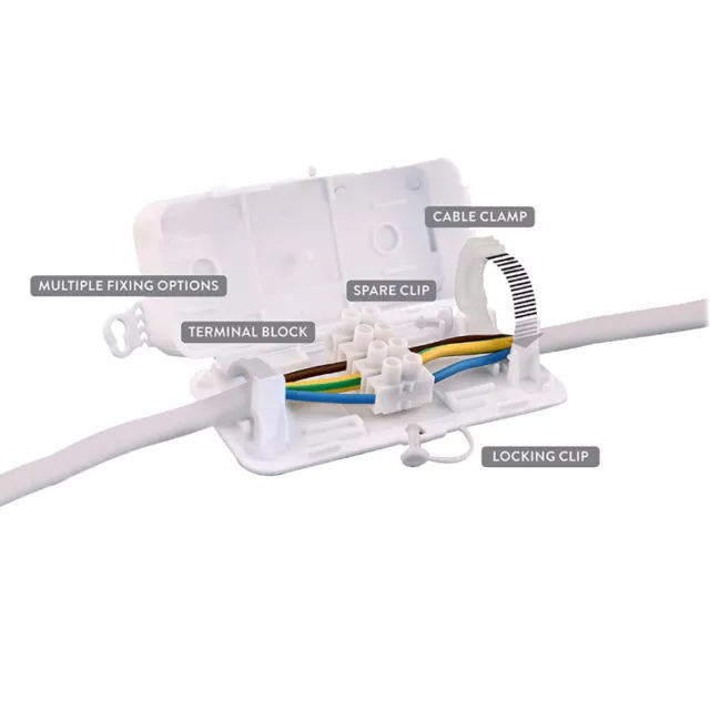 Inline Electrical Junction Connector Box 4 Pole Terminal Block Wire Mains 24A 3