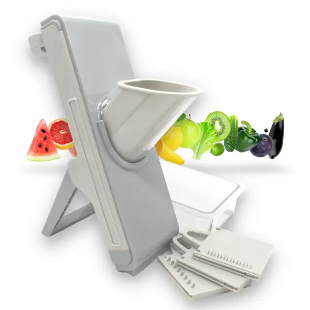 IDEAL Pro 4-in-1 Mandoline Slicer, Supplied With Container and Lid, Safe Design