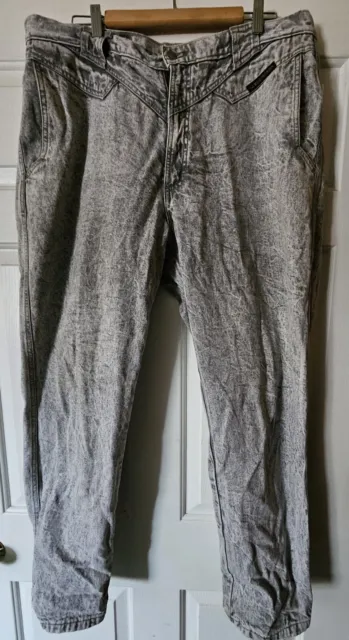 Vintage 80s Rocky Mountain Gray Acid Wash Jeans Women's Size 40Wx 32L High Waist