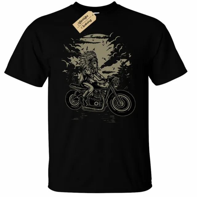 Indian Chief Rider T-Shirt biker motorcycle Mens top tee clothing