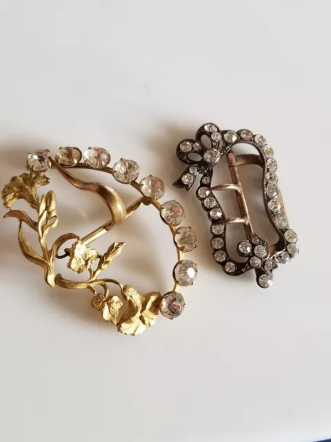 Rare beau lot de boucles de ceinture en argent vermeil et métal doré
