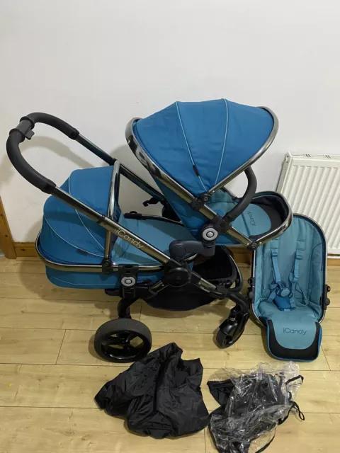 ICANDY PEACH 3 Peacock teal pram pushchair car seat travel system 3 in 1 469.00 PicClick UK