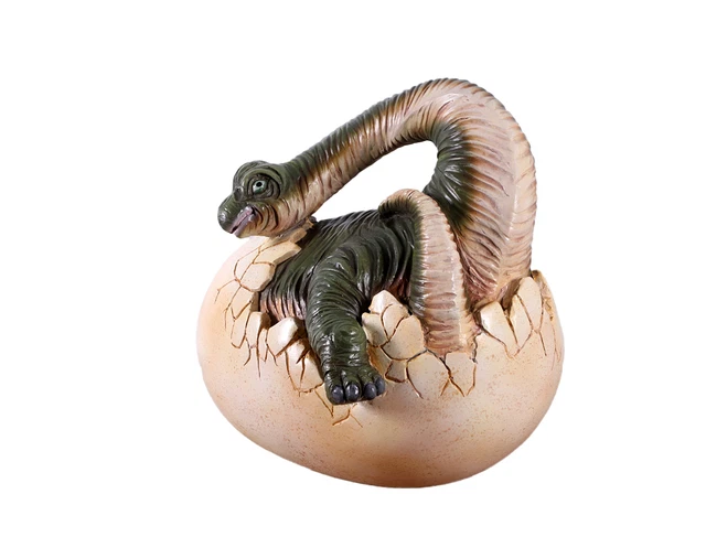 Brachiosaurus Dinosaur Egg Hatching Life Size Resin Statue Prehistoric Display